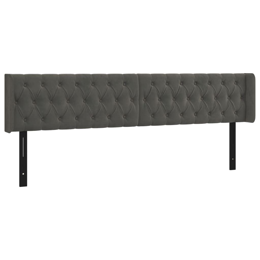 Vidaxl Led Headboard, Upholstered Headboard For Bed Home, Bed Headboard With Led Light, Bedroom Furniture, Dark Gray 72"X6.3"X30.7"/34.6" Velvet